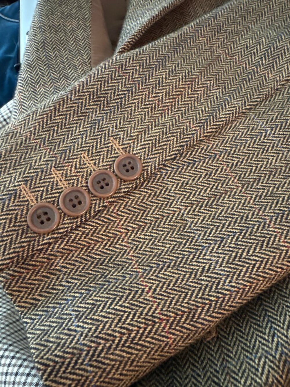 Vintage Enrico Herringbone Tweed Oversized Boyfriend Blazer Brown XL - Picture 4 of 11